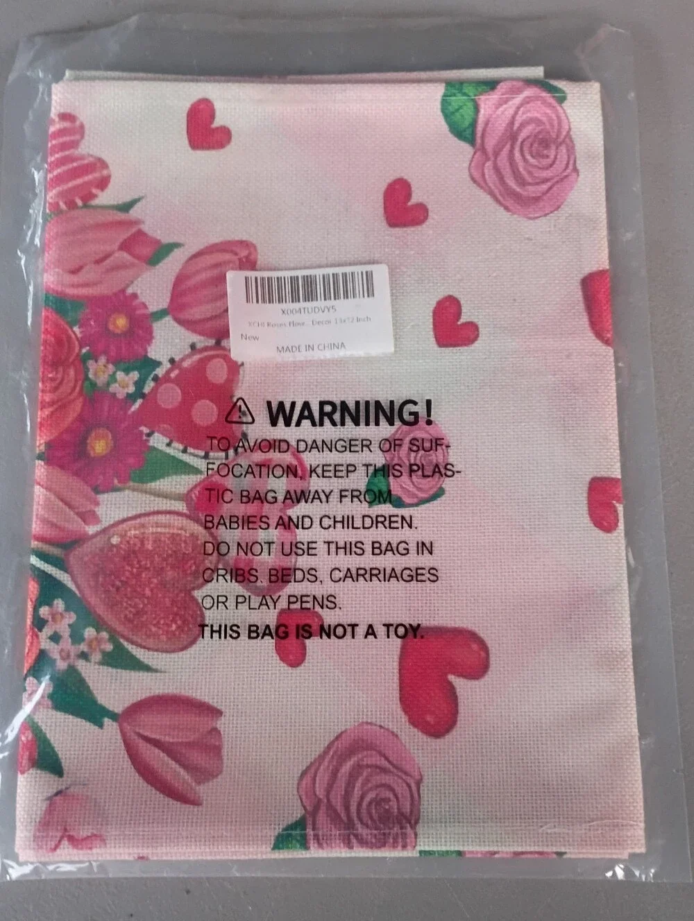 Pink Rose Heart Print Table Runner